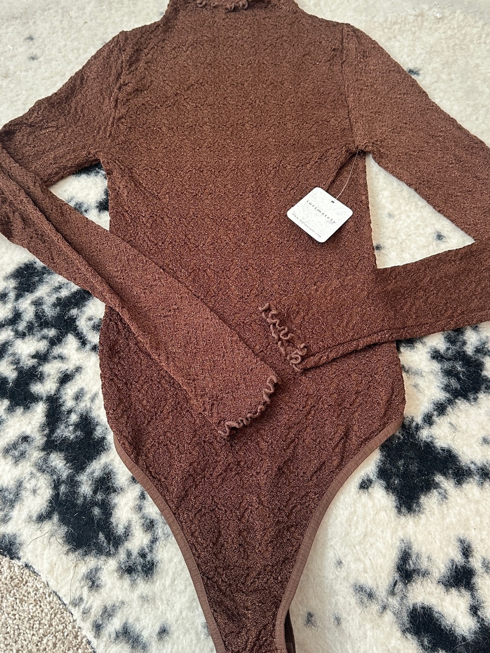 Free People Intimately Free Chocolate Brown Mara Mock Neck Bodysuit